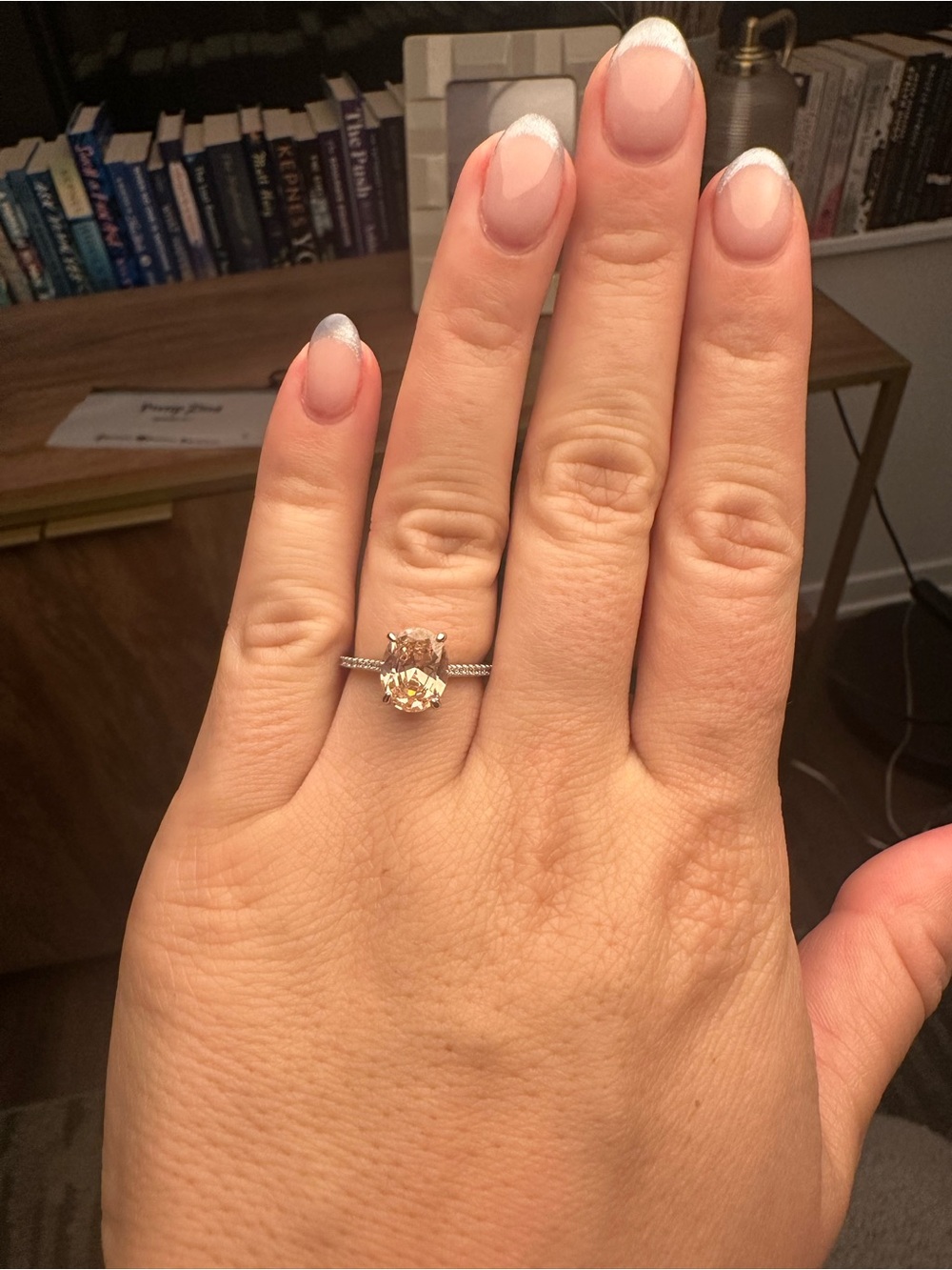 NEW Baby Pink Solitaire & White Gold Ring - Size 6 - Pretty Bird Jewelry
